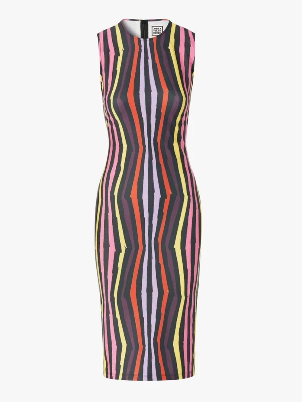 JONATHAN COHEN Sleeveless Rainbow Stripe Flattering Dress Size Large VGUC - Picture 4 of 7